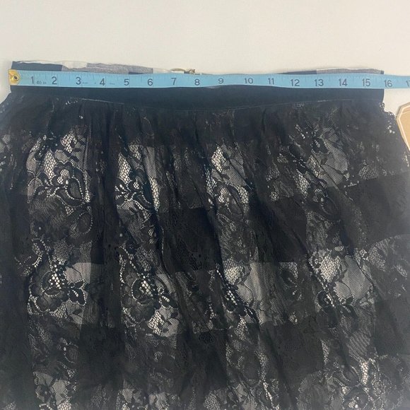 Copper Key Lace Plaid Mini Skirt A Line Black White Dressy Or Casual Sz M - Picture 8 of 15